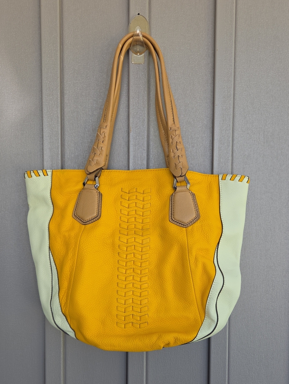 OrYany Leather Tote Bag Yellow Pebble Leather